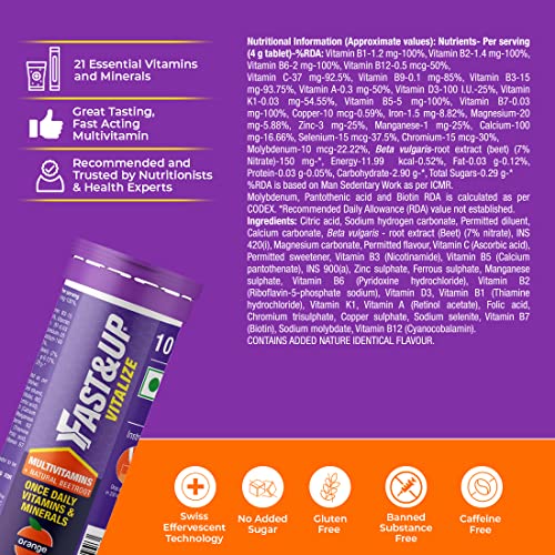 Fast&Up Vitalize Immunity Essential Multivitamin For Men & Women (10 Effervescent Tablets