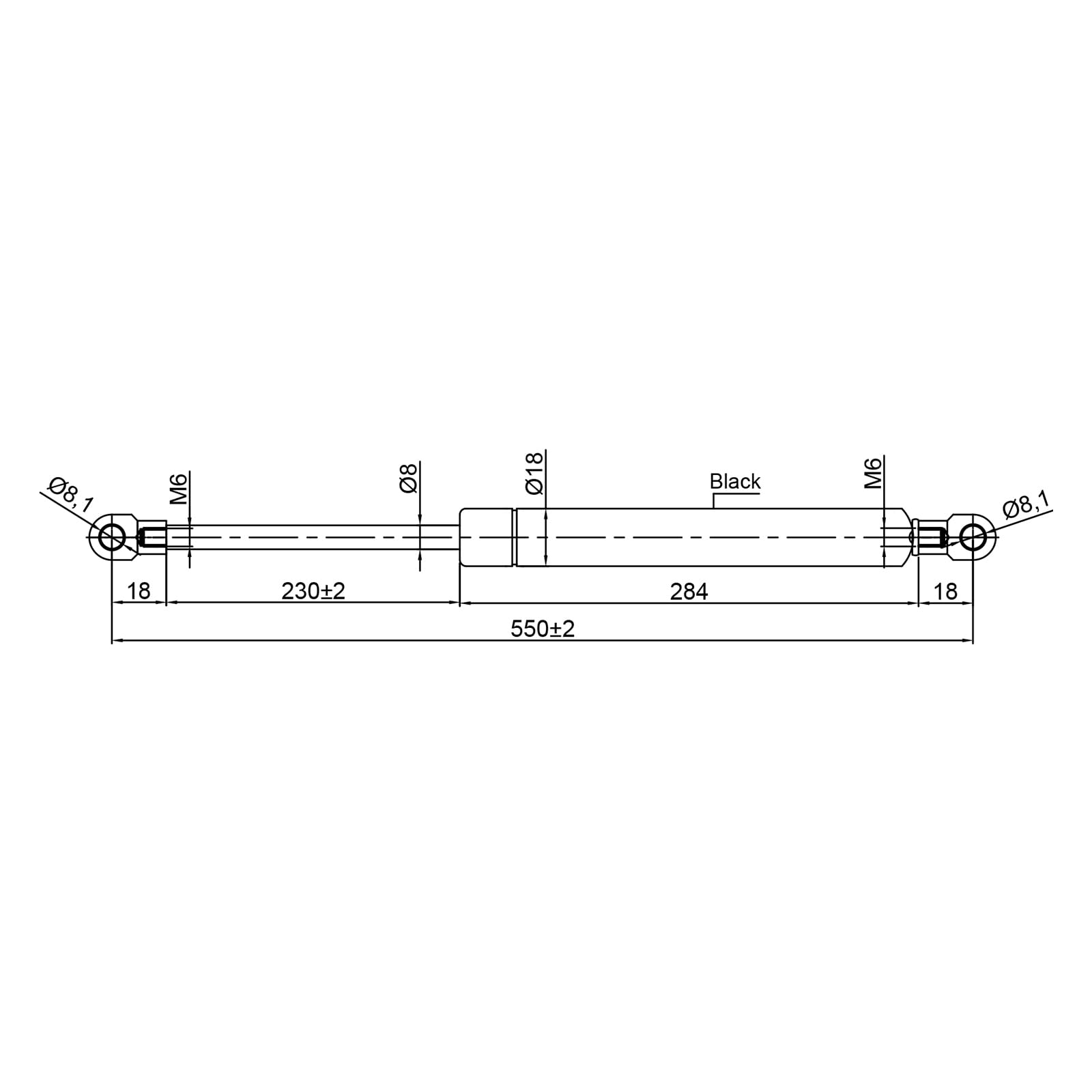 Universal Gas Struts Spring Eyelet | 100-1000 Newton | Length Options 200 mm to 900 mm | Heavy-Duty | Lift Support System (800MM, 300 N) — view 41