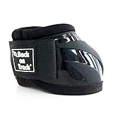 Back on Track Performance Equine Durable Rubber Horse Protective Pair of Hoof Bell Boots with Loop Closure, Black, Large