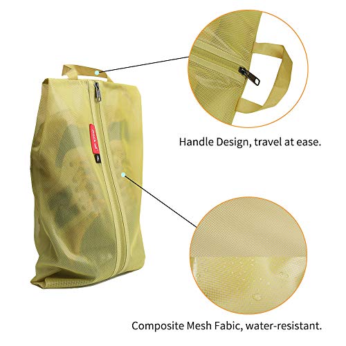 Image of pack all Shoe Bag for Travel, Water-Resistant Shoe Pouch for Gym, Odor-Resistant Soccer Cleats Bag for Sport (Mustard, 1-Pack)