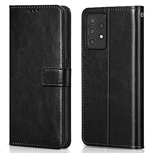 Image of WOW IMAGINE Shock Proof Flip Case Back Cover for Samsung Galaxy A52 5G | A52s 5G | A52 4G (Flexible | Leather Finish | Card Pockets Wallet & Stand | Black)