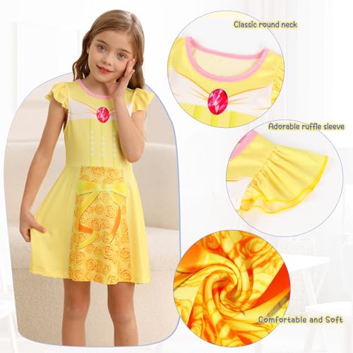 AmzBarley Doll and Girl Matching Nightgown Princess Pajamas Night Gown Dress for Girls and 18" Dolls Clothes4