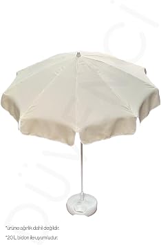 Mega Şemsiye 10 Telli Kalın Polyester Kumaşlı Balkon, Plaj Şemsiyesi (Bidon Hariç) - Krem