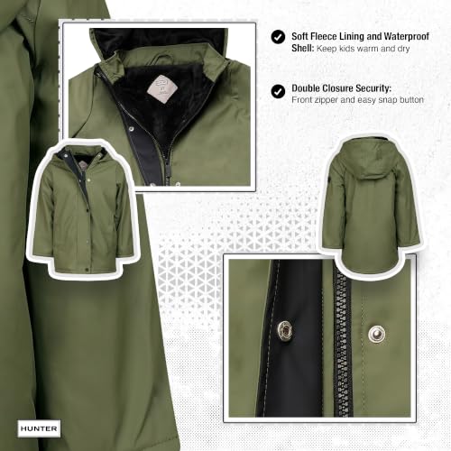 Image of Hunter Boys Plush Lined Rain Jacket - Waterproof Hooded Coat for Kids, Toddlers & Big Boys, Cold Weather Outerwear (2T-12)