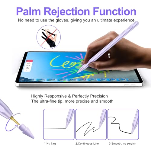 Image of Stylus Pen for iPad 2018-2026 with Palm Rejection, Apple Pencil for Pad11th /10th /9th /8th /7th /6th Gen, iPad Pro 11 /12.9 inch, New iPad Air 2026 11&13-inch(M3 /2) /5th /4th /3th Gen, iPad mini 6th /5th