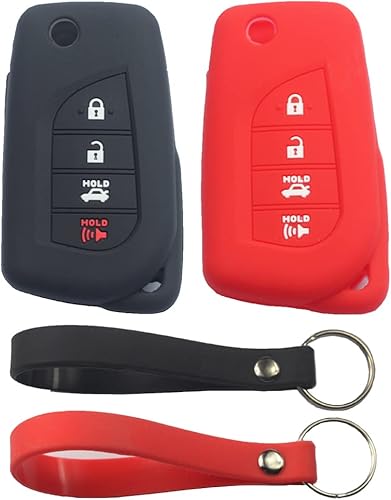 kcpros 2 fundas de silicona de goma con 4 botones remotos inteligentes para llavero sin llave compatible con Toyota Camry 2018 2019 2020 2021 2022