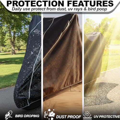 Image of Bike Body Cover TVS Apache Full Body Cover with Waterproof, Dust Proof, UV Rays Protective, Tripple Stitching & Lightweight Two Wheeler Covers - Black with Waterproof White Piping