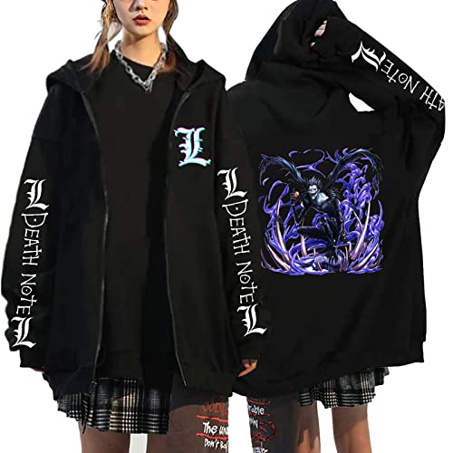 flowereyes Anime Death Note Sudadera con Capucha y Cremallera Yagami Light Cosplay Chaqueta de Punto...