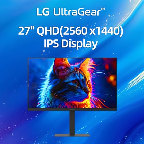 Image of LG 27 inch Ultragear QHD Gaming Monitor, 300Hz, 1ms, NVIDIA G-Sync, AMD FreeSync Premium, VESA DisplayHDR 400, DisplayPort, HDMI 2.1, USB Type-C, Tilt /Height /Swivel /Pivot Adjustment Stand, Black