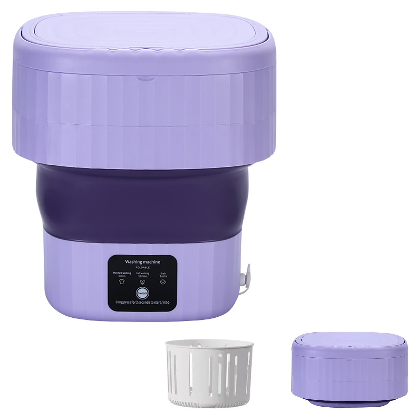 UVCMDUI Mini Washing Machine for Clothes, Foldable Small Portable Washing Machine with 3 Modes Half Automatic Washt, 9L High Capacity Portable Washer Machine and Dryer for Apartment,Purple