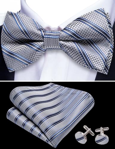 Image of YOHOWA Mens Bow Tie Set Paisley Coloful Pre-tied Bowties Adjustable with Handkerchief Cufflinks Wedding Prom Party