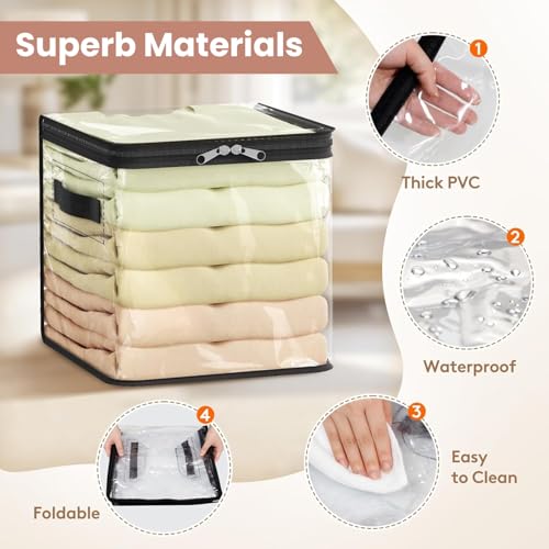 Image of JD FRESH 2 Piece 18L PVC Transparent Storage Bag with Zipper /Foldable Clothes Organiser for Wardrobe /Garments Organizer /Space Saving Storage Box for Sarees /Lehenga /Towel /Toy - 10.3 x 10.3 x 10.3 Inch