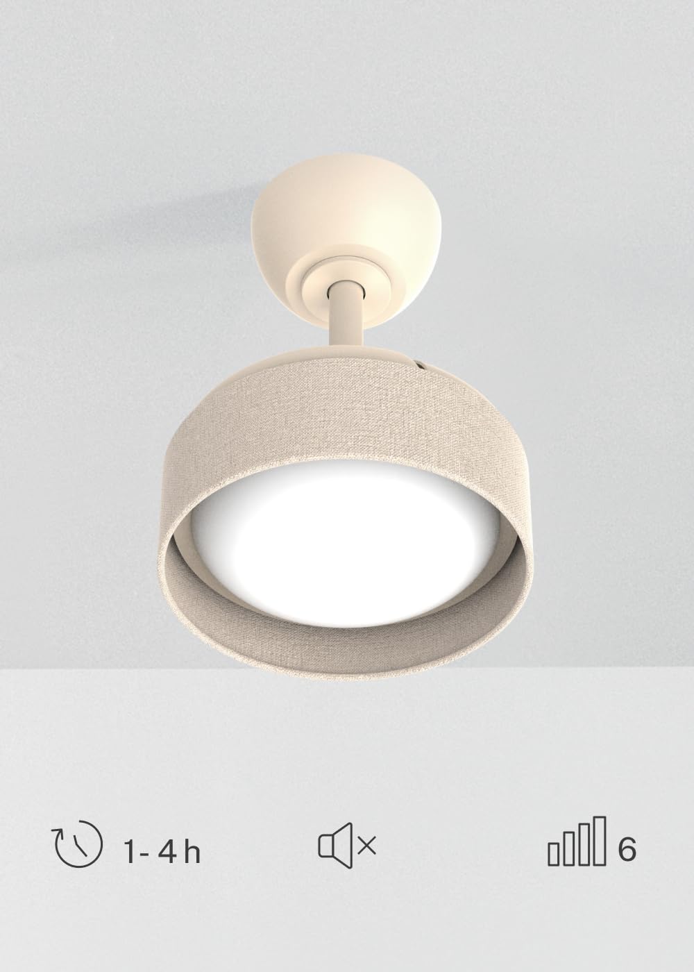 CREATE / WIND CLEAR LAMP/Ventilateur de plafond avec lumière lin sable télécommande / 40W, Silencieux, 55 cm, 6 vitesses, pales rétractables, programmable, fonction été-hiver, LED 3 températures