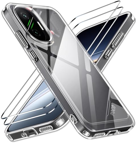 ivoler Anti-Amarillo Clara Funda para Xiaomi Poco F7 5G con 2 Piezas Cristal Templado, [Protección Militar] Carcasa Protectora Antigolpes Transparente Anti-Choques Bumper Case