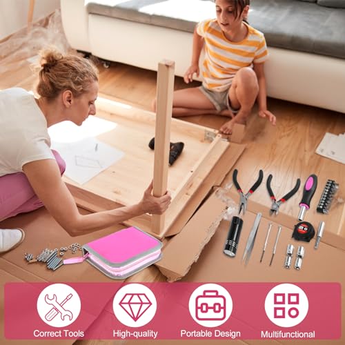 Kit de herramientas para el hogar 23 piezas rosa miniatura 2