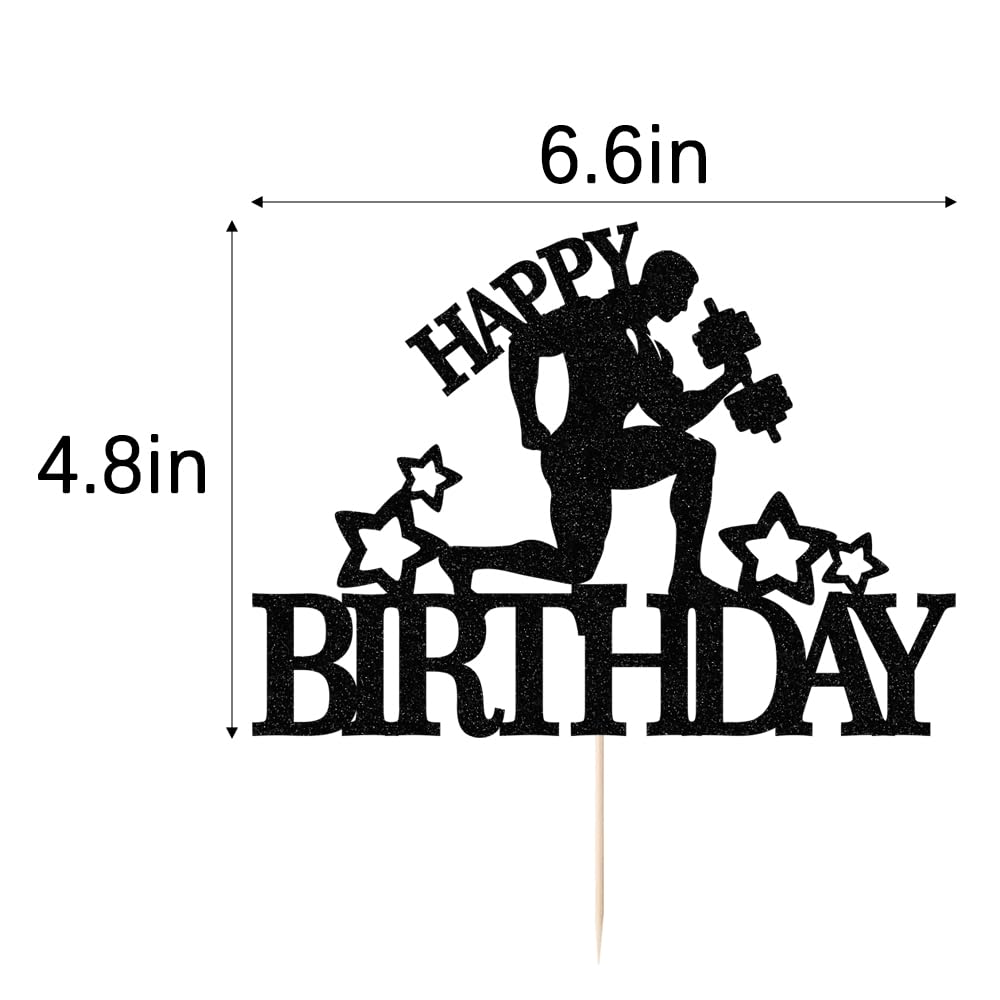 Fitness Birthday Cake Decoration | Weightlifting Men Strong Cake Topper, Handmade Flash Card - View #4
