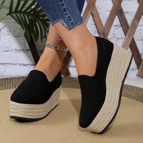 Platform Slip on Shoes for Women Fashion Linen Wide Low Top Shoe Casual Sneakers Workout Party Dressy Sneaker4