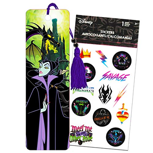 Disney Maleficent Stickers Bookmark Bundle Pack ~ Premium Maleficent Bookmark and 25 Disney Villains Stickers (Maleficent School Supplies Party Supplies Office Supplies)