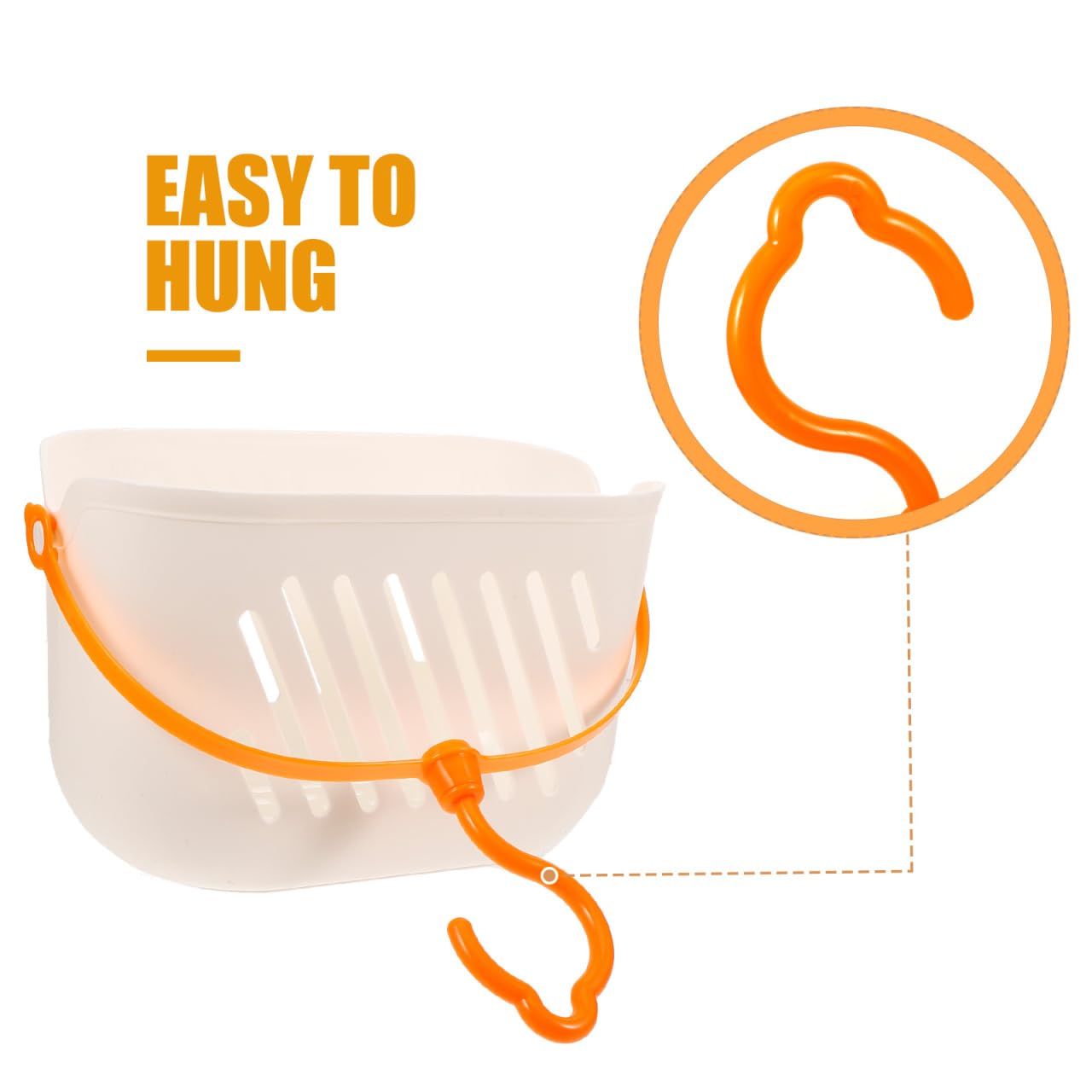 Angoily Cesta de ducha colgante de plástico para colgar, cesta de ducha portátil, organizador de cocina con gancho para el hogar, color blanco
