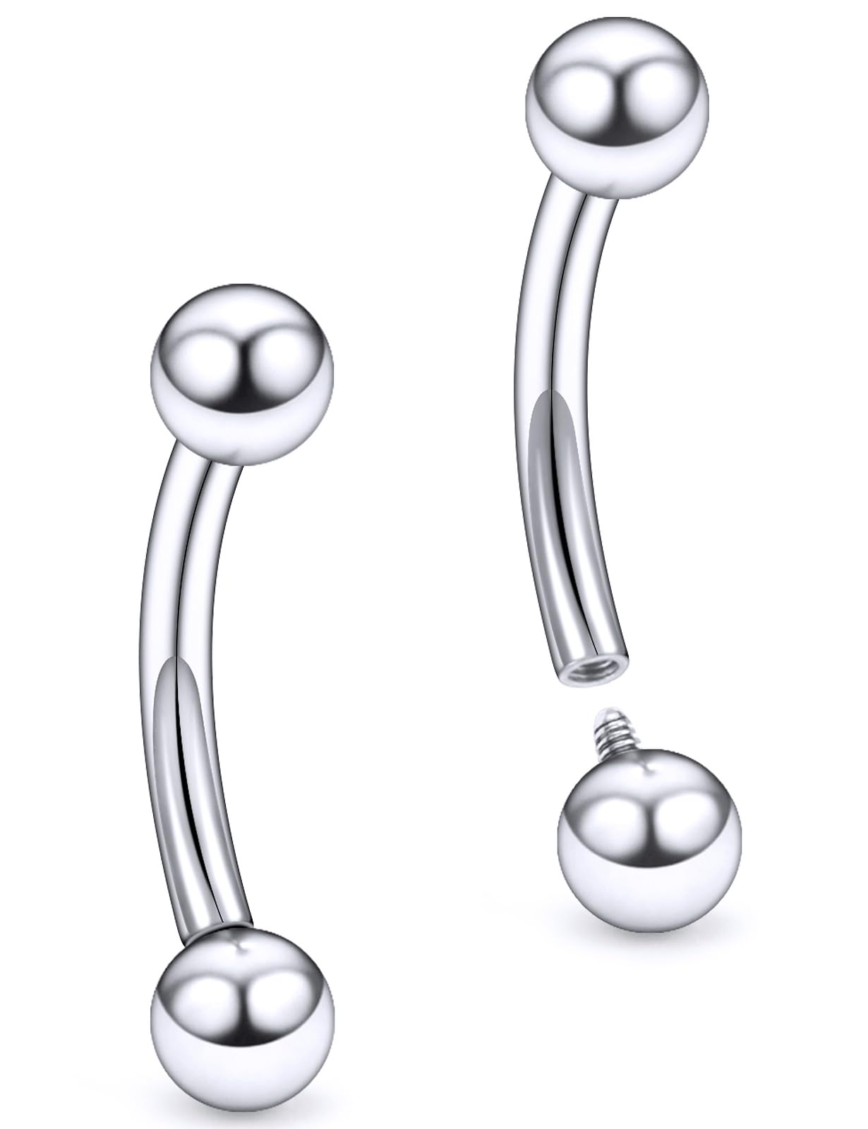 20G 18G 16G 14G 12G 8G 6G 4G 2G Astm F136 Titanium Internal Thread Eyebrow Piercing Jewelry Curved Barbell Vertical Labret Lip Daith Rook Earrings Navel Belly Button Ring Piercing Jewelry