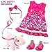 4pc Pink Flower Dress Doll Outfit w Piglet Plush - 18