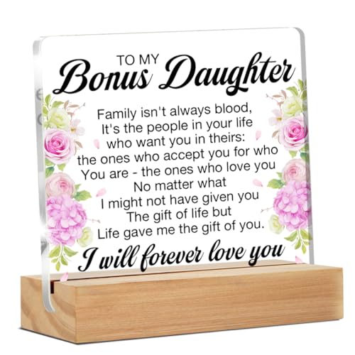 Bonus Daughter Gifts, to My Bonus Daughter Gifts from Step Mom Dad, Stepdaughter Birthday Gifts, Graduation Presents for Bonus Daughter, Home Decor