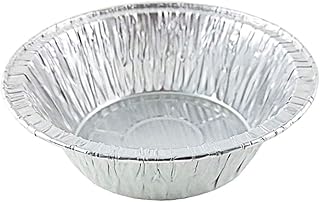 Pactogo Disposable Aluminum 5 3/4" Meat Pot Pie Extra Deep Pan Baking Tin (Pack of 50)
