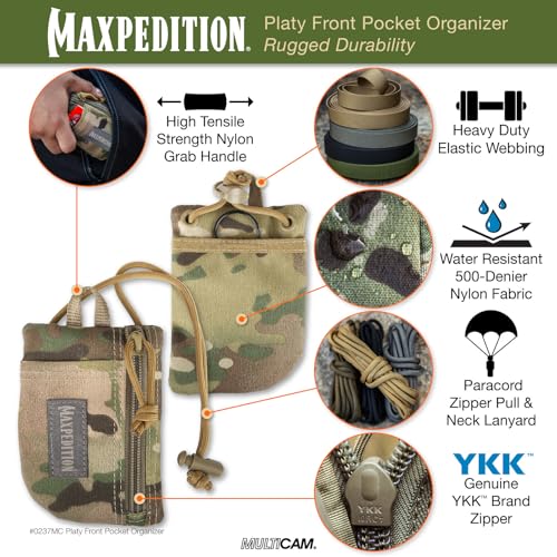 Image of MAXPEDITION Platy Pocket Organizer, Durable EDC Tool Pouch for Men, Neck Wallet with Paracord Lanyard, Holds Flashlight, Multitool, Pen, Notebook