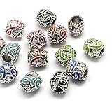 Craftdady 50Pcs Large Hole European Barrel Beads 11.5x11mm Enamel Awareness Ribbon Metal Spacer Loose Beads for Jewelry Making Hole: 5-6mm