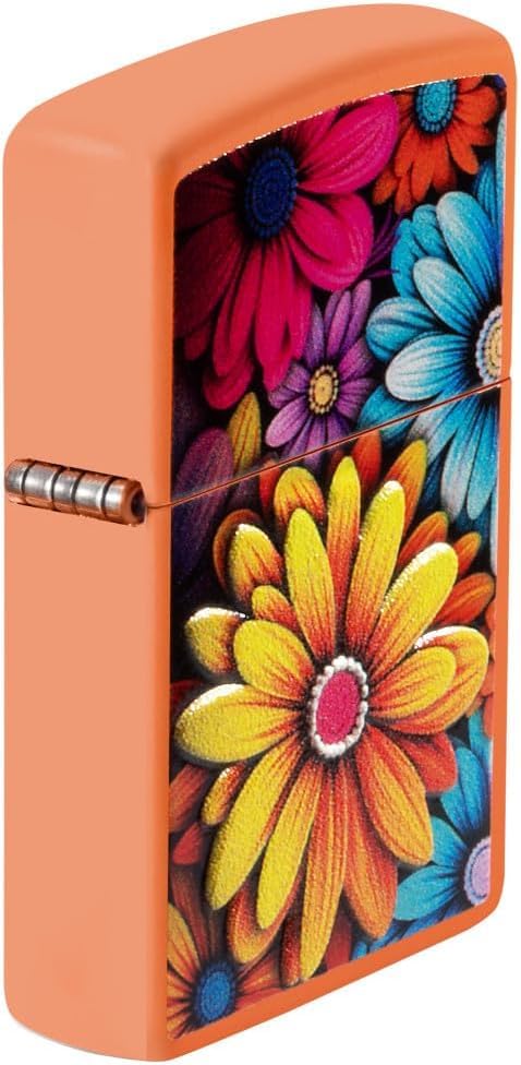 Encendedor Zippo con grabado personalizado diseño flores naranja mate miniatura 7