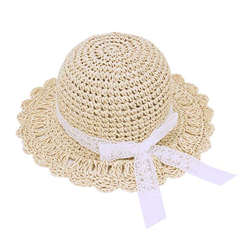 Toddler Little Kids Girls Straw Sun Hat With Bowknot Child Floppy Beach Summer Protection Hats #TOP2