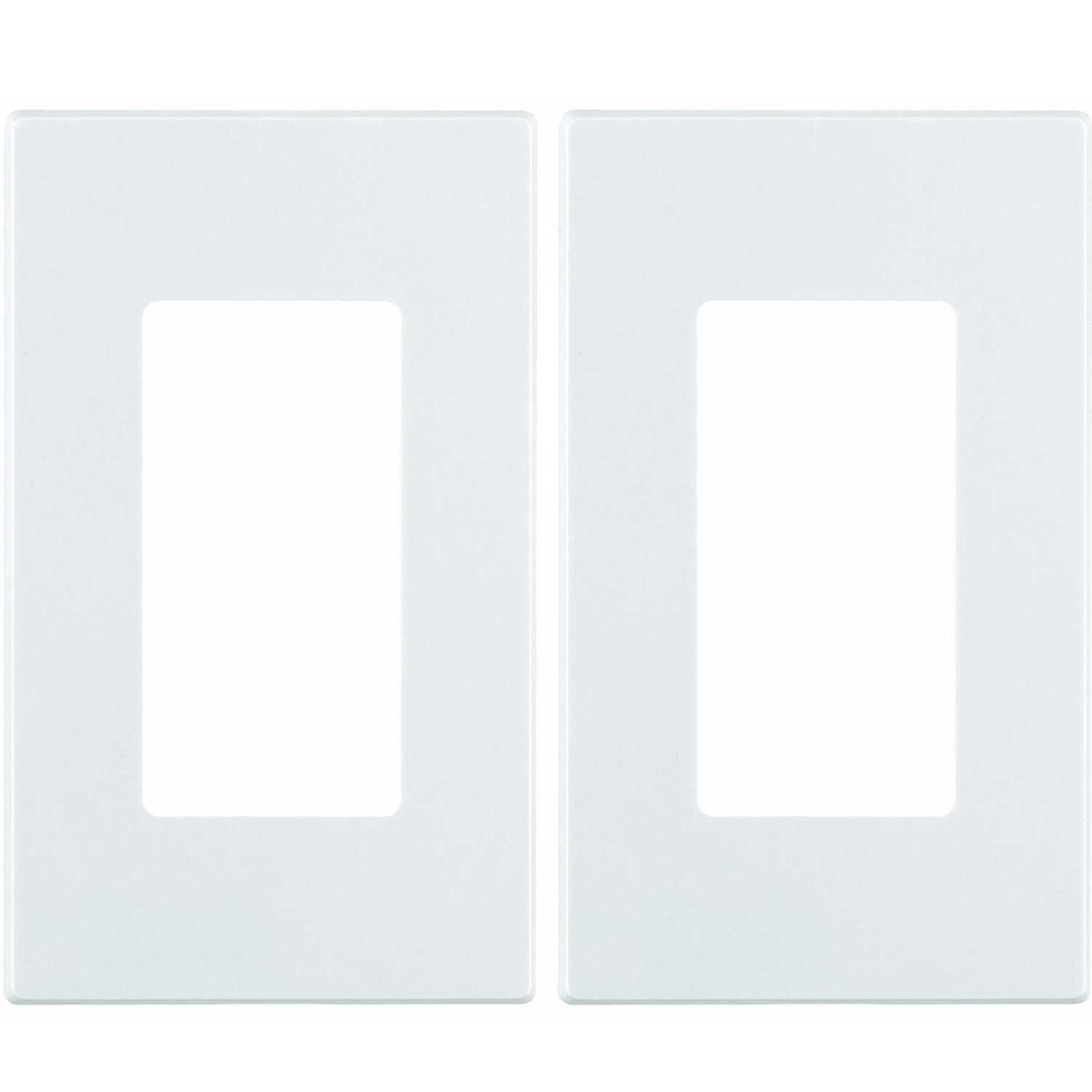 Placa sin tornillos Leviton blanca con sistema de fijación a presión invisible texturizado