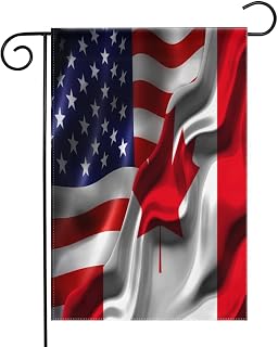 Double Sided America vs Canada Canadian Flag Combo Garden Flags 12.5"x18" UV Fade Resistant Vivid Color Banner Yard House Outdoor Decoration Gifts