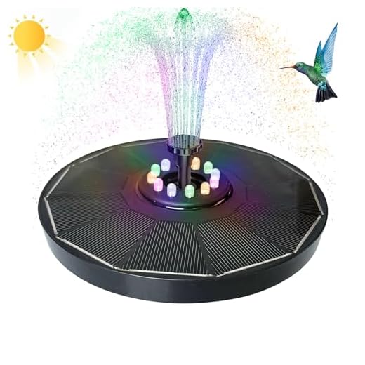 JIMACRO 1.6W Solar Springbrunnen für Außen mit LED, 16cm/6.3in Solar Springbrunnen für Außen mit Akku, SpringbrunnenVerbesserter für Vogelbad Gartenteich