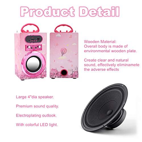 Indecool Kids Bluetooth Karaoke Machine With 2 Microphones, Remote Control Wireless Karaoke Speaker Portable Karaoke Machine Music Mp3 Player For Kids Adult Party Gift (Pink) #TOP1