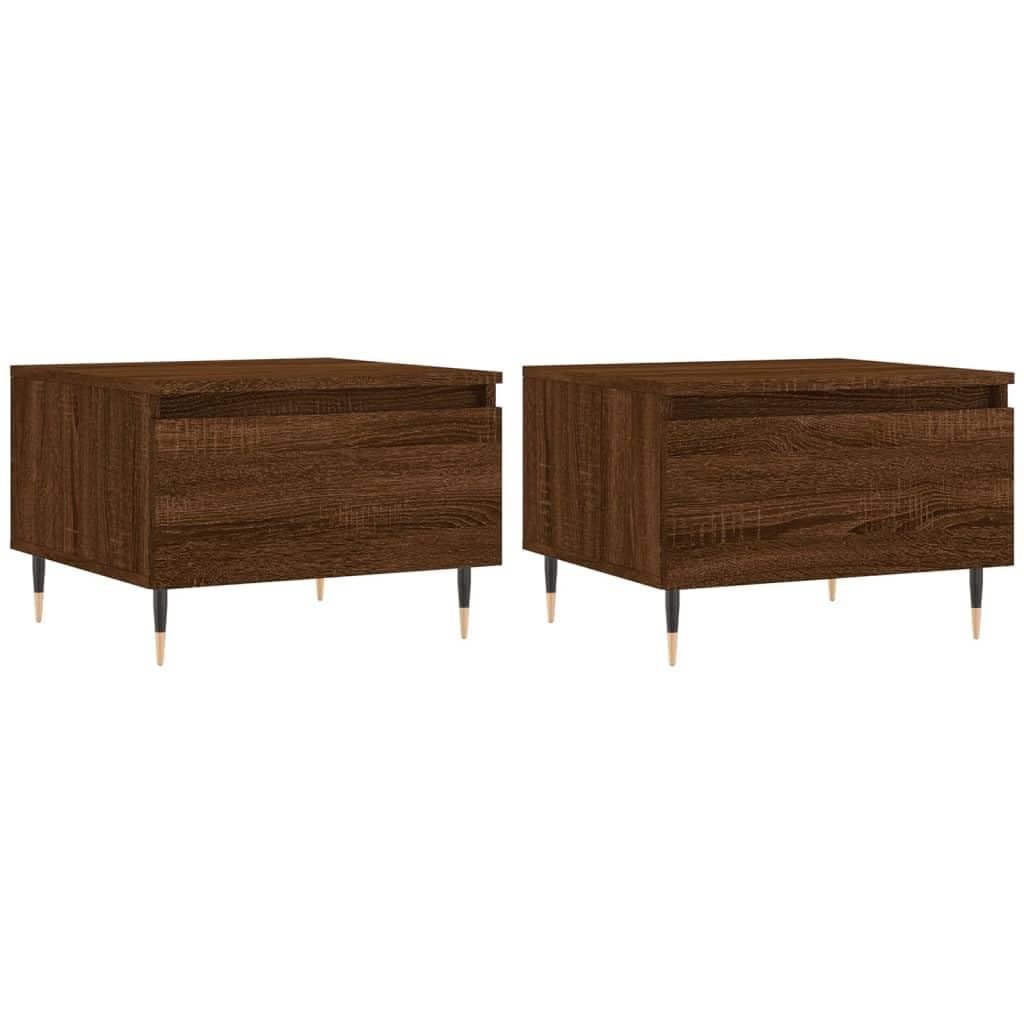 Homgoday 2 tavolini da caffè in rovere marrone, 50 x 46 x 35 cm, in legno ingegnerizzato, tavolino da tè per soggiorno, sala d'accoglienza degli ospiti, camera da letto e ufficio, mobili tipo 2
