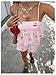 WDIRARA Women's 2 Piece Set Gingham Cherry Print Babydoll Camisole Shorts Set Summer Outfits Pink Medium