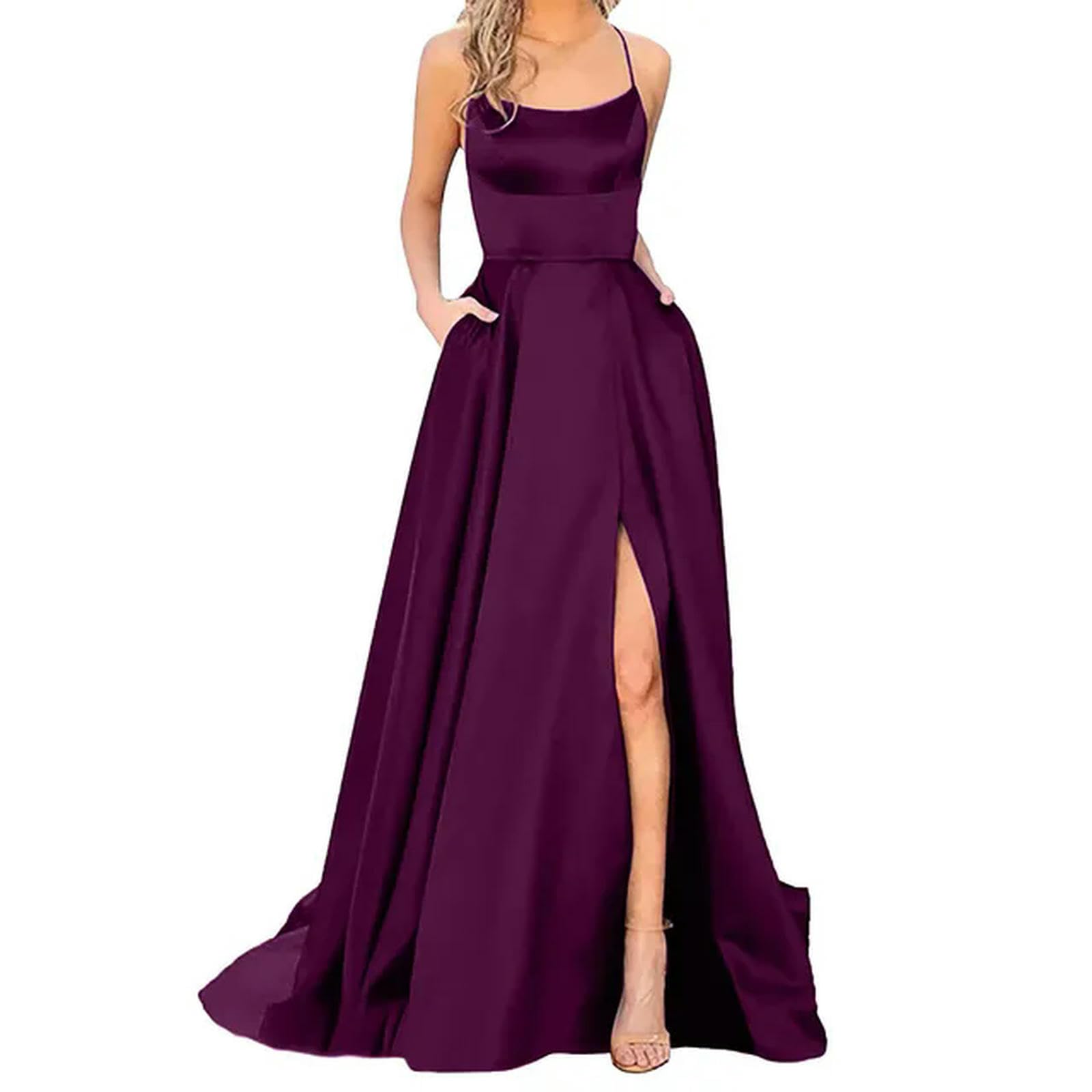 Abiti da Ballo divisi Abiti Eleganti da Donna Party Night Abito da Sera Lungo Formale Abiti con Spalline