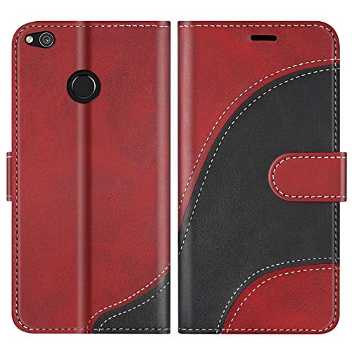 BoxTii Cover per Huawei P8 Lite 2017, Custodia in PU Pelle Portafoglio per Huawei P8 Lite 2017, Magnetica Cover a Libro con Slot per Schede, Rosso