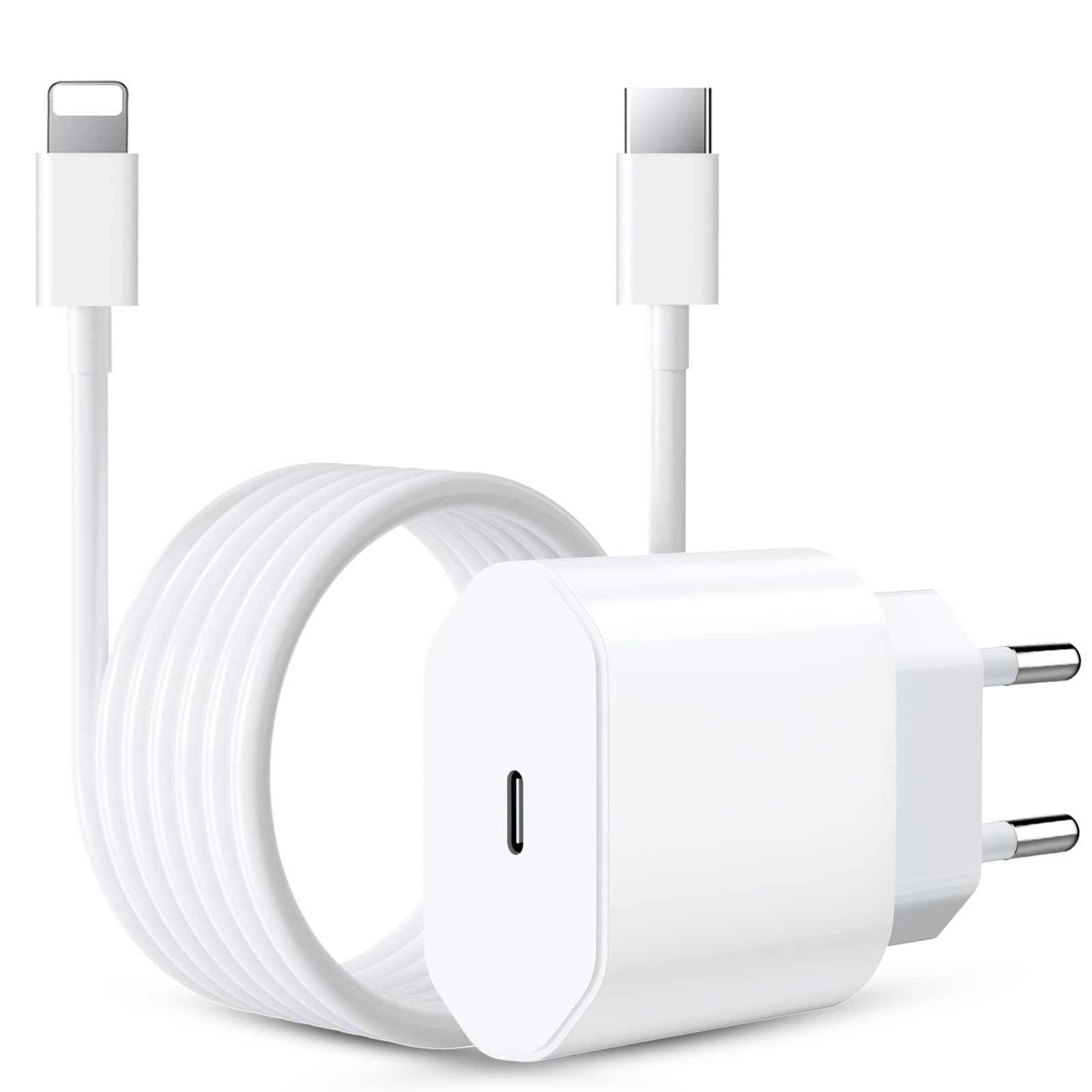 Caricatore iPhone con Cavo iPhone, Caricatore USB C con Cavo iPhone da 2M, Caricabatterie iPhone da 20W, Caricatore Portatile per iPhone 14/13/ 12/11/ X/ 8/7