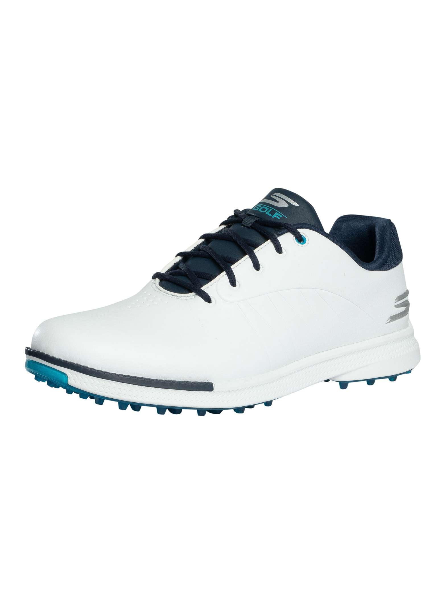 Skechers Men's Go Golf Tempo Gf Trainers, White Synthetic/Navy Trim/Blue Trim, 9 UK