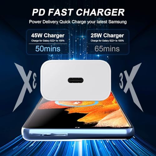 Image of 45W Charger USB Type C Adapter for Samsung Galaxy Z Fold 6 /5 /4,Z Flip6 /5 /4, S25 /S24 /S24+ /S24 Ultra, S23 /S23+ /S23 Ultra /S23 FE PD 3.0 Fast Charging with Type C Cable- White