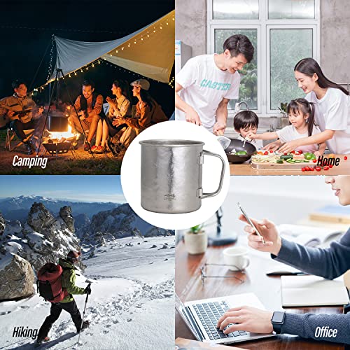Tito Titanium Cup Titanium Pot With Lid Ultralight Portable 450Ml Foldable Handle Camping Tea Coffee Water Mug For Outdoor Backpacking Hiking Picnic Drinkware With Mesh Sack (Blue) #TOP6
