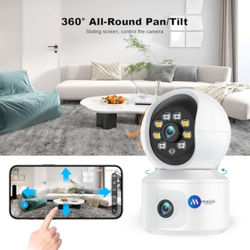 Maizic Smarthome 4G Sim Based Two Lens/Two Screen View Indoor CCTV Camera for Home Security | Color Night Vision, Up to 128GB SD Card Support, Motion Detection, 2Way Intercom, AI Human Detection 8 51ruWodW9ML