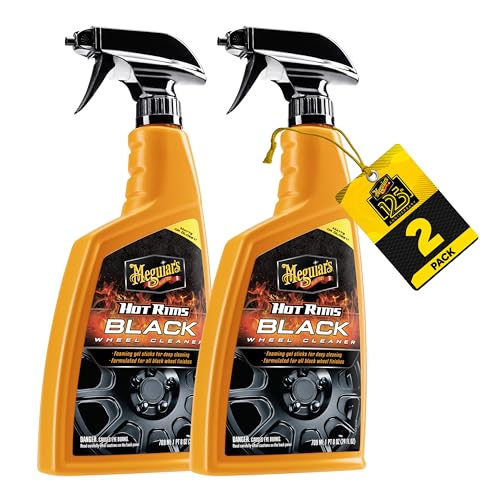 Meguiar's Hot Rims Black Wheel Cleaner, Deep Foaming Gel Specially Formulated to Effectively Clean Matte, Gloss, Satin, and Chrome Black Wheels, 24 Oz Spray Bottle 1 Count (Pack of 2)