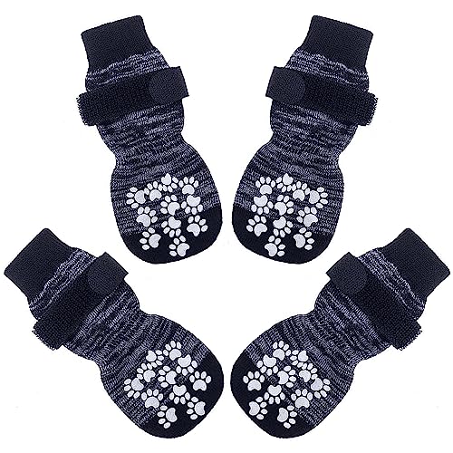 Hundesocken Anti-Rutsch - 2 Paar Pfotenschutz Für Drinnen & Draußen