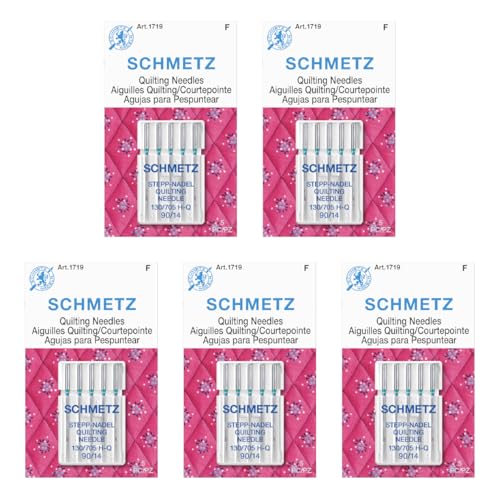 SCHMETZ Quilting Needles - Size 90/14, 5-Needle Cards, Pack of 5