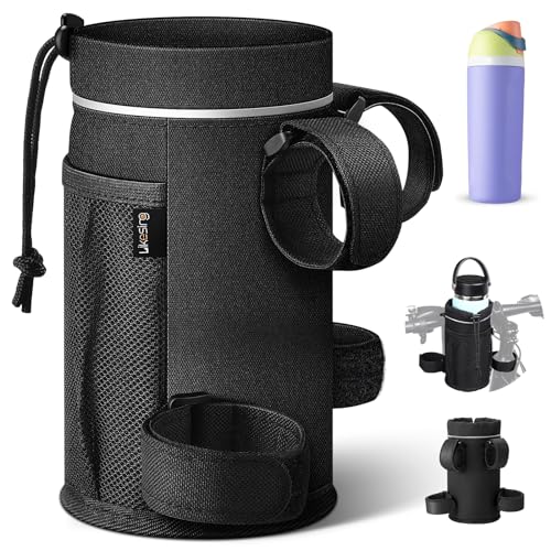 Likesing 12-24oz Portabidon Bicicleta Sin Tornillos Porta Bidones para Bici MTB Portabotellas Bicicleta Soporte Botella Bicicleta con Bolsillo de Malla y Tiras Reflectantes Bicicleta Accesorios