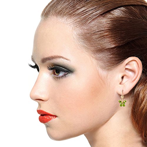 14k Yellow Gold Peridot Butterfly Earrings4