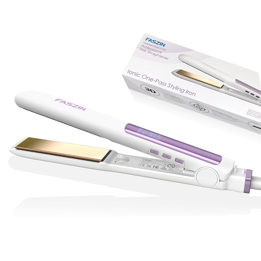 Immagine del prodotto Faszin Piastra Capelli Professionale 2-In-1, Piastre Ioniche di Titanio, Riscaldamento In Soli 20 Secondi, Display LCD Chiaro, Ideale Per Capelli Lisci, Ricci e Mossi